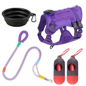 Heavy Duty Tactical Dog Harness for Large Dogs No Pull Control Leash with Handle Outdoor Walking Vest Reflective Breathable Anti Shock Pet Gear