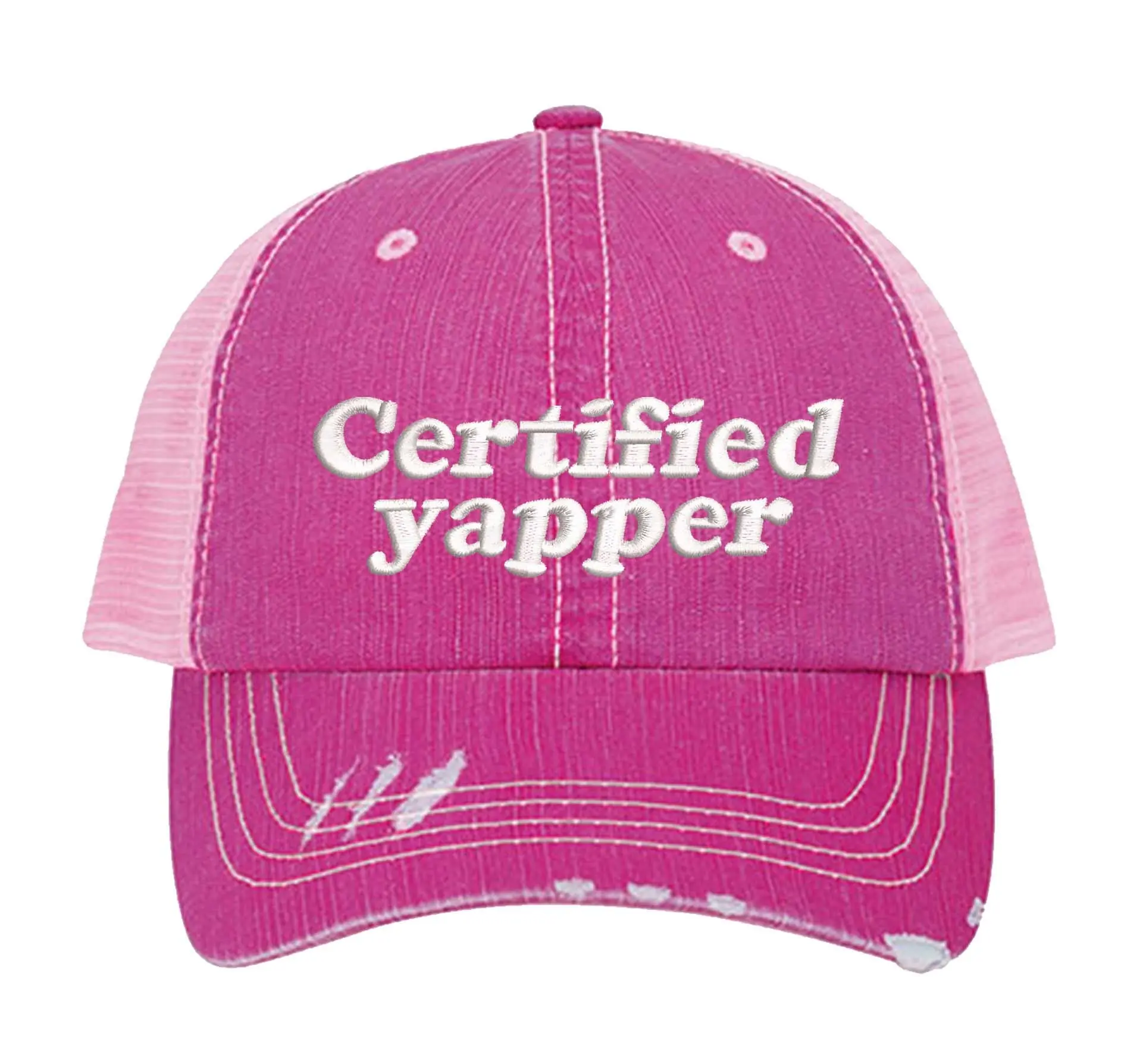 Certified Yapper Distressed Trucker Hat - Premium Vintage Sarcastic Humor Cap