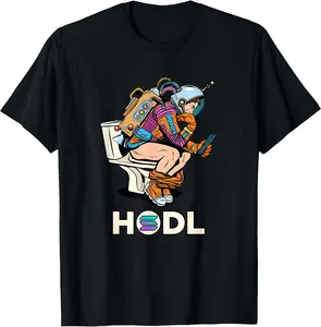 Cryptocurrency Talk Solana HODL Space Man On Toilet Merch T-Shirt Classic Cotton Top Unisex