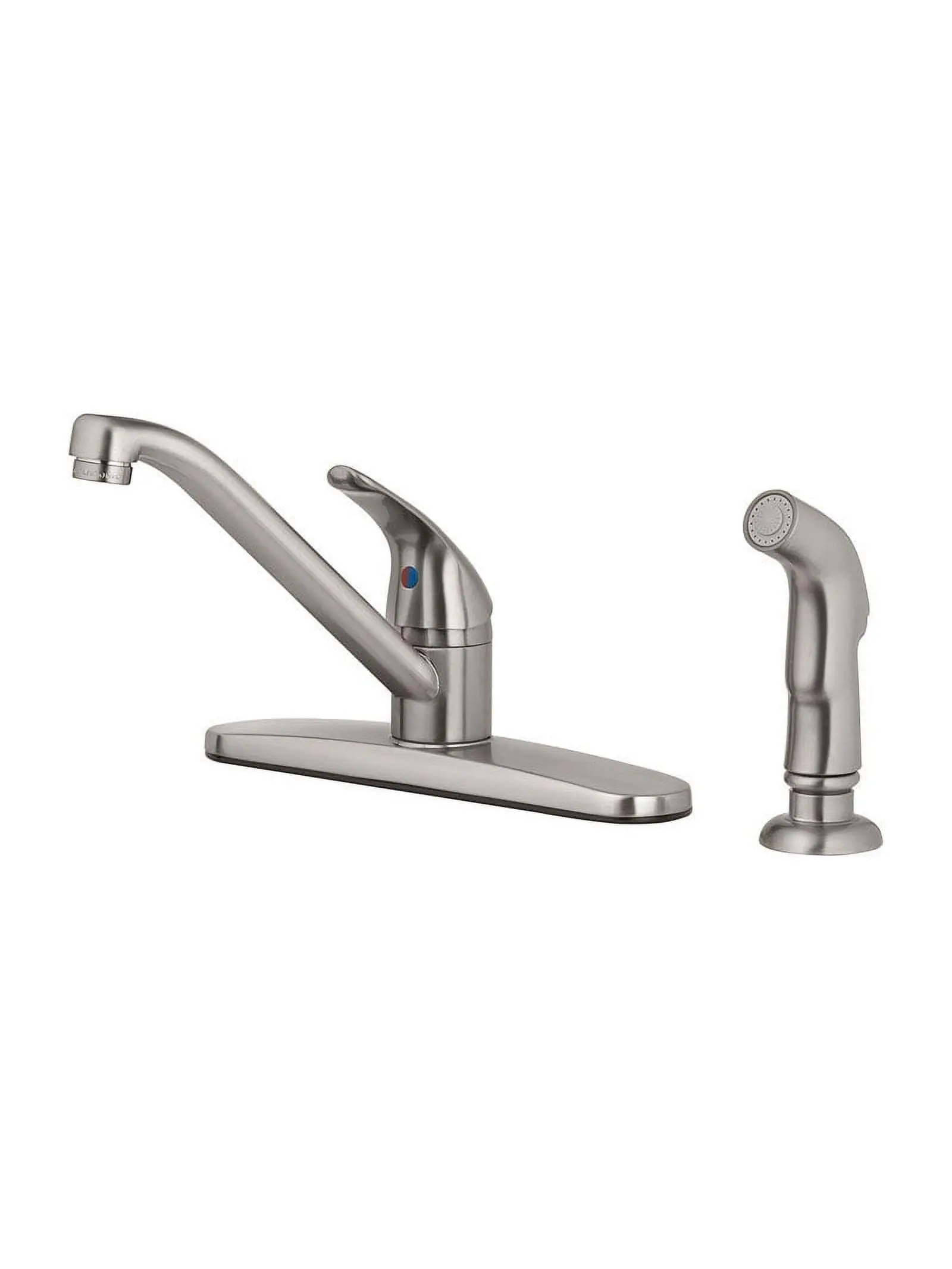 Oakbrook 4876751 Essentials One Handle Brushed Nickel Kitchen Faucet with Deck Mount Spray