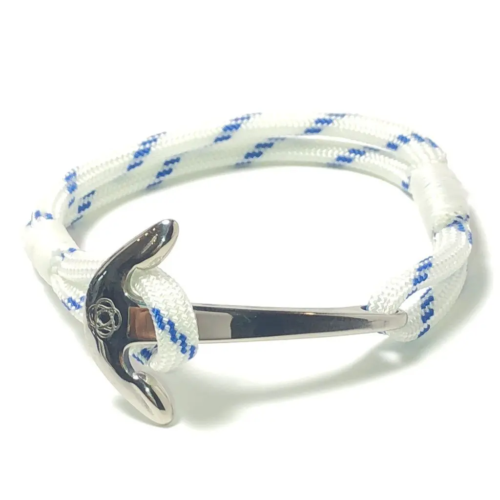 Blue Stripe Nautical Anchor Bracelet Stainless Steel 165
