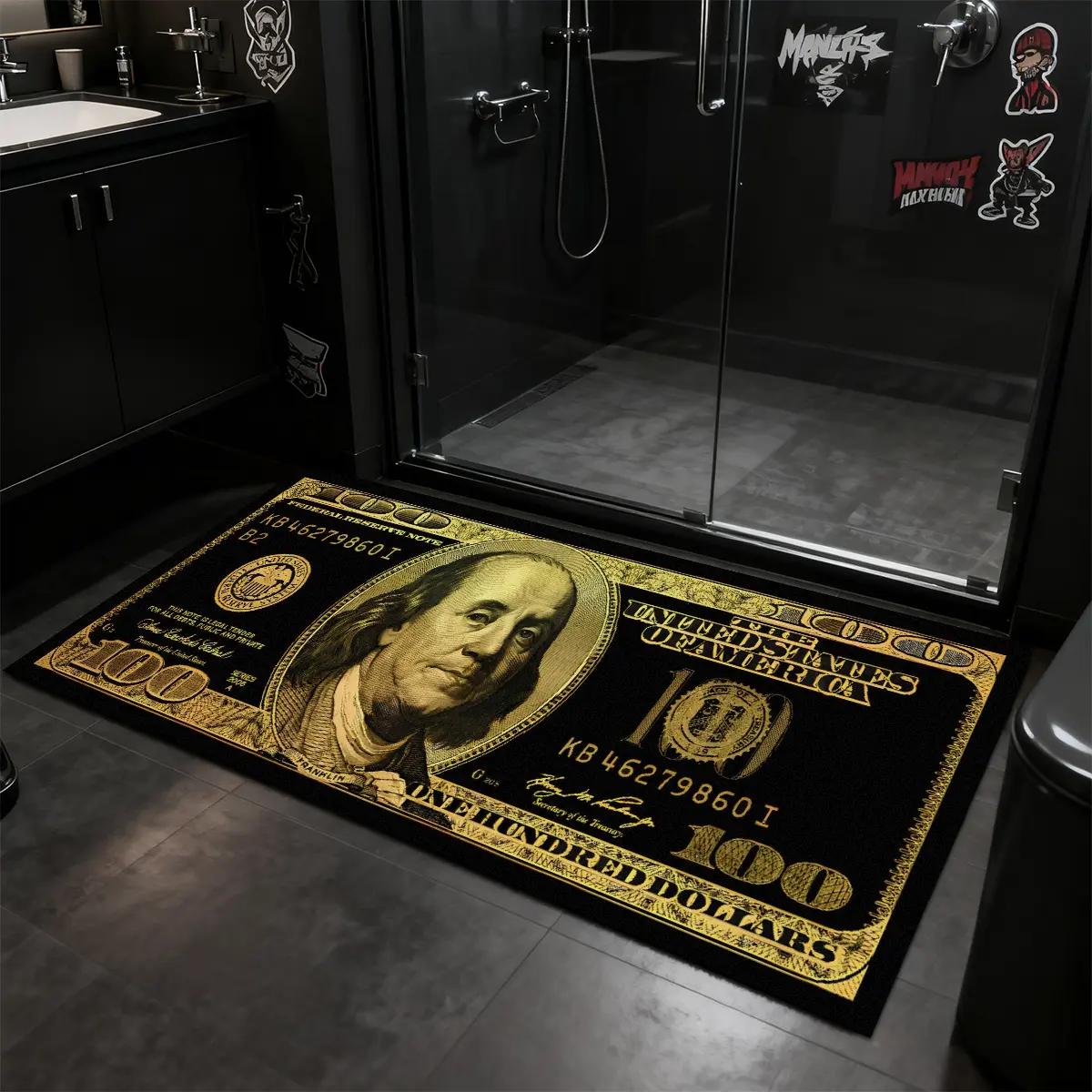Dollar rug, non-slip rug, Washable runner rugs, Indoor rug, Indoor Area Rug, Home Decorative Rug, Hallway Runner Rug, $100 Bill Dollar pattern design, Machine washable, soft floor mat, suitable for corridor, kitchen, bedroom, multiple sizes available