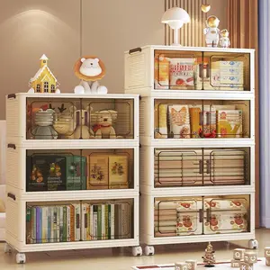 6 Tier Foldable Storage Cabinet, Transparent Door Plastic Stackable Storage Bins with Lid, Large Capacity Organizer for Clothes, Toys, Books, Closet, Bedroom, Bathroom, Living Room, Home Organization