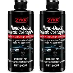Nano-Quick Ceramic Coating Pro - for Car Detail - Instant Mirror-Like Shine & Paint Protection - Waterless Wash & Wax,Safe on All Finishes- 300ML (Pack of 2)