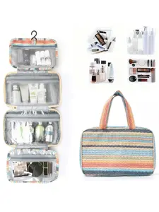 Large Capacity Four-Fold Makeup Bag, Portable Hanging Washbag, Dry-Wet Separation, Travel Essentials Cosmetic Storage Bag