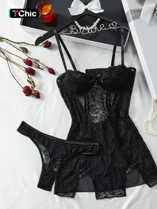 Loungewear set-Elegant Lace Wedding Nightgown Set, Sexy Embroidered Lingerie, Fitted Sheer Mesh Bridal Sleepwear, Perfect Gift for Romantic Nights, Underwear