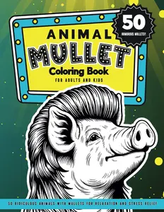 Humorous Animal Mullet Coloring Book For Adults And Kids: 50 Ridiculous Animals With Mullets For Relaxation And Stress Relief