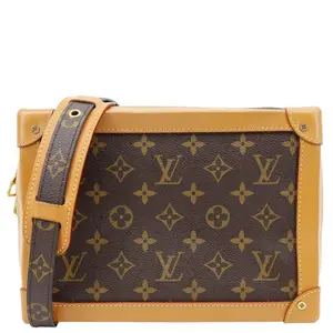 Pre-owned Louis Vuitton Canvas with Leather Shoulder Bags Soft Trunk Monogram Canvas Shoulder Bag Brown