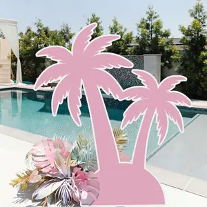Novabright 6 ft Pink Palm Tree Cardboard Cutout Stand up Tropical Party Photo Prop Backdrop Large Cardstock Paper Palm Tree Hawaiian Decor Reusable PVC for