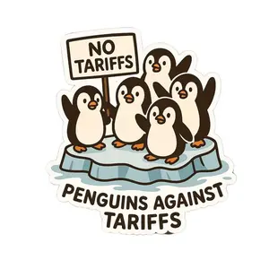 PENGUINS AGAINST TARIFFS Sticker, Anti Tariff Sticker, Political Resistance Activism, Anti Oligarchy, Subtle Anti Trump