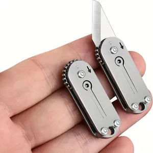 Small hidden Pocket Knife, Keychain Knife for men, box cutter knife, EDC Utility Knife, Cool Titanium Knifes, Perfect Tiny Knives, Little Box Cutter for Everyday Carry, Bottle Opener | Great Gift for Women Men, Mini house kit