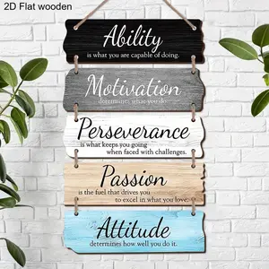Wooden Wall Decor Sign, 5 Counts/set Motivational Wooden Hanging Sign, Wall Art Decor for Home Living Room Bedroom Office, Desk Wall Sign