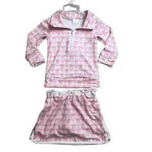 C Girl Winter Skirt Outfit Pink Bows Princess Winter Clothing Set GLD1014