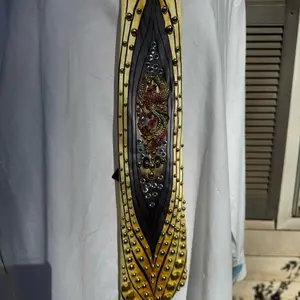 Gold Luxurious Phoenix Royalty Tie with Embellished Design and Studded Accents for Formal Wear