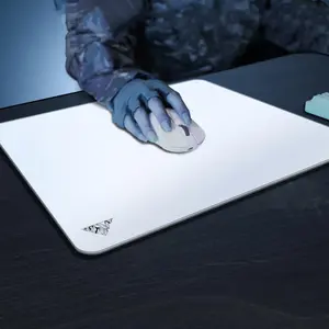 Glass Mousepad XXL-15.75x17.72inch Tempered Glass Gaming  Mat-Ultra-Smooth -Etched Surface - Dirt and Scratch-Resistant - Anti-Slip Base (White)
