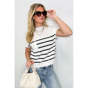 Anika Short Sleeve Striped Knit Top
