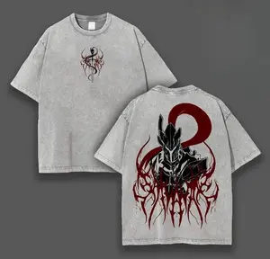 valentine shirts  Igris Bloodred x Solo Leveling Shirts Anime Double Printed Oversized Lightweight Acid Washed Soft Cotton Graphic Tee, Oversized Manga T-Shirt, Gift Solo Leveling Fans Menswear Top Tshirt Streetwear Crewneck Tropical Casual Shortsleeve