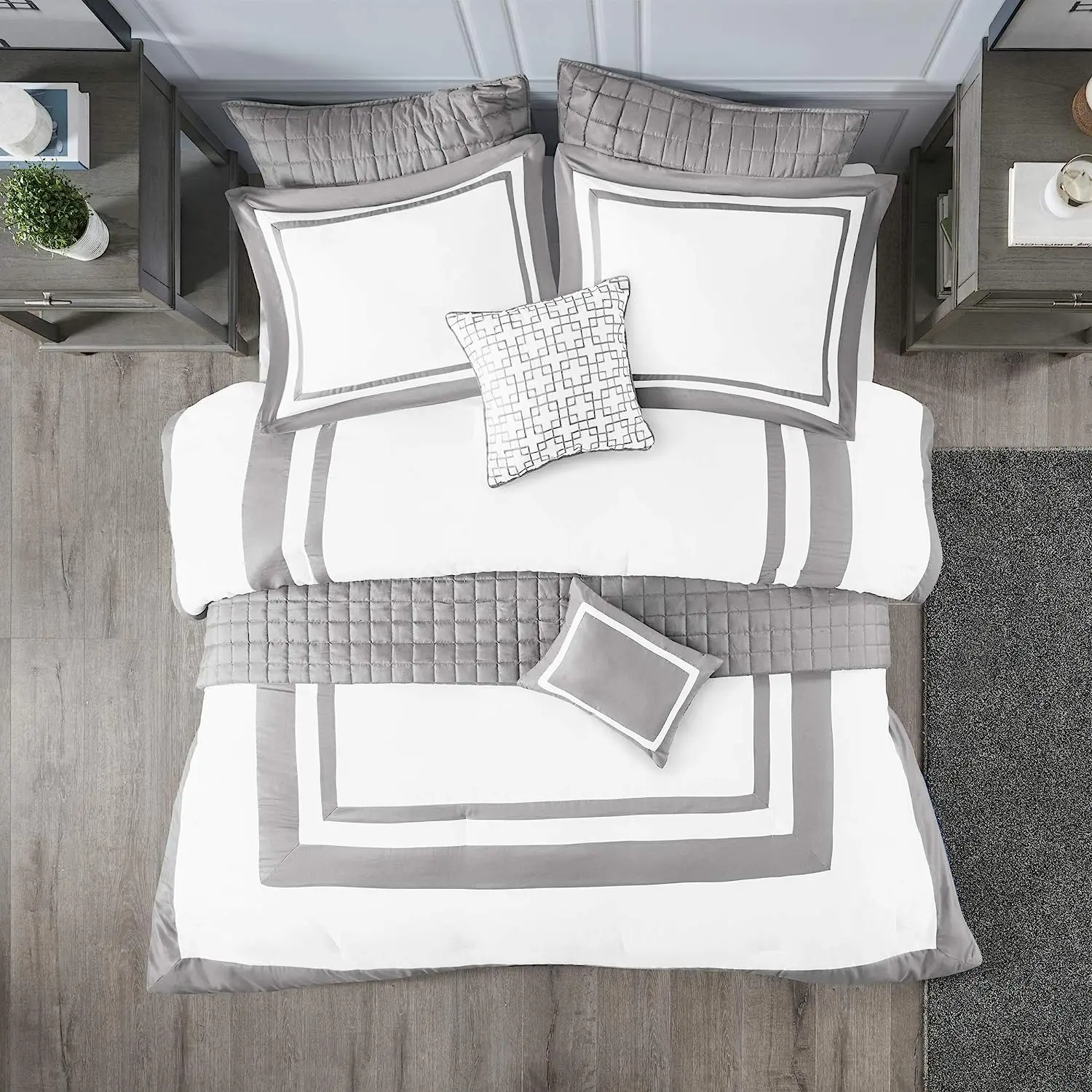 Madison Park Heritage 8-Piece Comforter & Quilt Set - Comfy Soft Breathable Microfiber Hotel Quality All-Season Down Alternative Bedding Set, Matching Shams, Decorative Pillows, Comfy Bedding Set, Soft Quilt Set