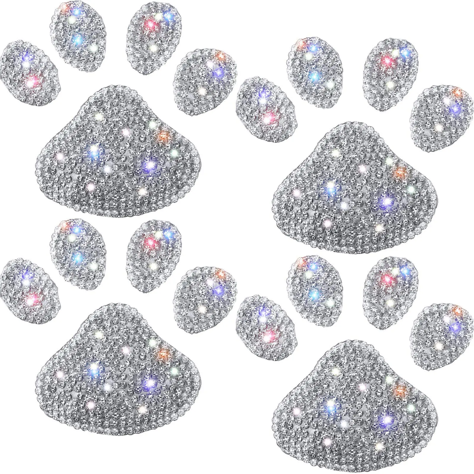 4 Pcs Bling Paw Print Car Decal Dog Paw Print Stickers Bling Rhinestone Decoration Rhinestone Decals Stickers for Car Bumper Window Laptops Decoration