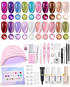 Beetles Summer Cat Eye Gel Nail Polish Starter Kit, Rainbow Cat Eye Gel Gel with Magnet Soak Off UV Iridescent Halo Collection Salon Nail Art Manicure Gift for Women Fallnails mothersdaygift Spring Nail Taste of Spring Summer Nail Vacation Nail