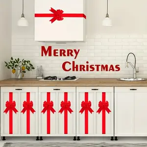 6pack Holiday Decor Bow and Garland Ribbon Set, Includes Double Sided Tape, No Assembly Needed, Reusable Non-Electric Decoration for Doors and Cabinets