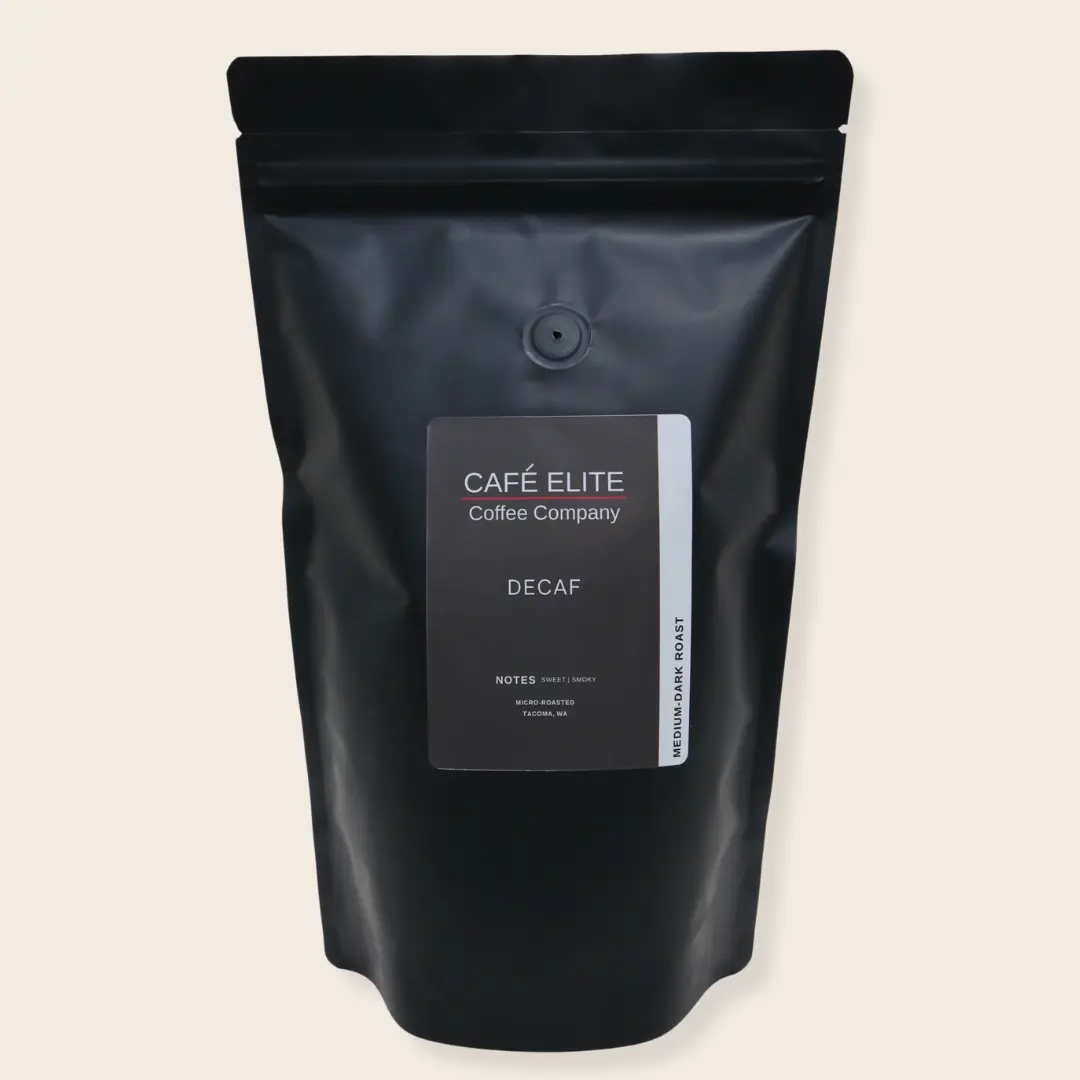 Decaf Blend Coffee Café Elite 16oz Bag - Caffeine-Free Beverage for Home & Office Use - Medium-Dark Roast