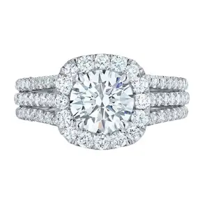 Micro-inlaid full diamond oversized zircon ring DDJZ0017, fashionable light luxury luxurious engagement diamond ring 14K Gold-Plated