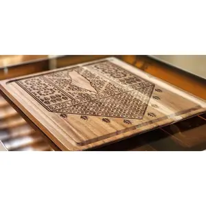 Wooden Charcuterie Board with Palestinian Tatreez Design - Reversable Acacia Figment Cutting Boards - Customizable