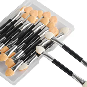 30pcs Disposable Dual Sides Eyeshadow Applicators Professional Double Head Sponge Brushes Eye Makeup Cosmetic Tool with Box for Women Girls 2.95inch Black
