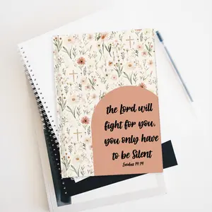 The Lord Will Fight For You Journal | Floral Cross Scripture Ruled Notebook