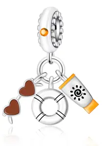 Copper Plated Silver Beach Charm Pendant, Heart Pattern, Casual Style, All Seasons, Perfect Gift for Friends, Sunscreen Lanyard Accessory