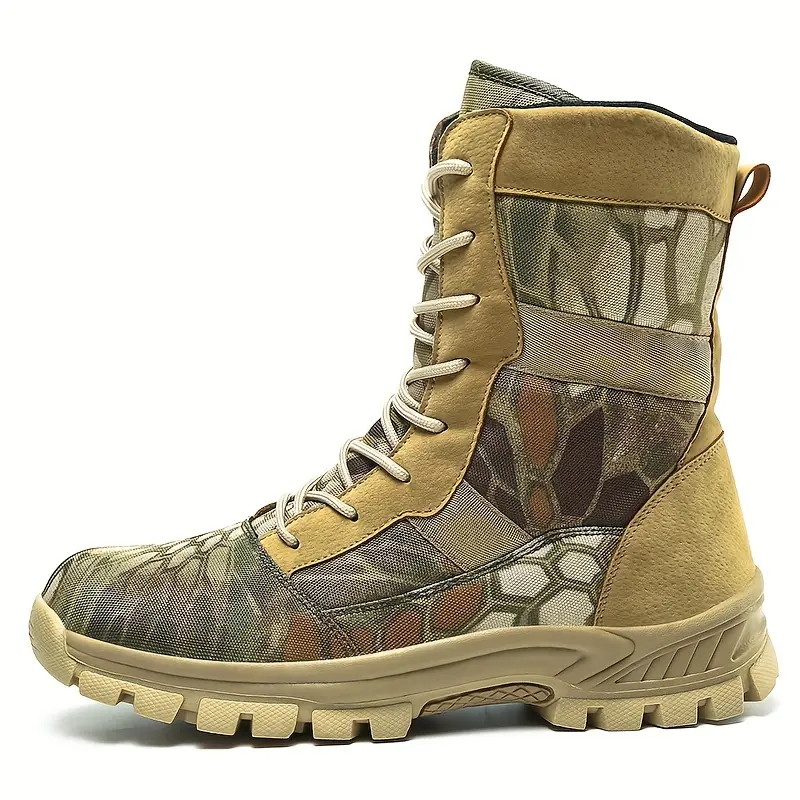 Men's Camouflage Warm Hiking Boots, Comfortable High-Top Durable Breathable Non-Slip Lace-up Hiking Boots, Suitable for Camping Hunting Hiking