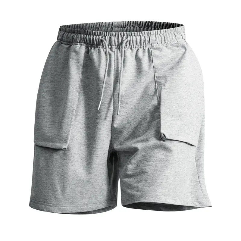 Men’s cotton-blend cargo sweat shorts with an elastic drawstring waist, soft fabric, functional side pockets—ideal for the gym, casual wear, and street style.