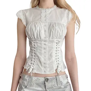 Button down Lace T-Shirt