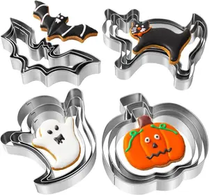 Halloween Cookie Cutters Set - 12 Pieces Stainless Steel