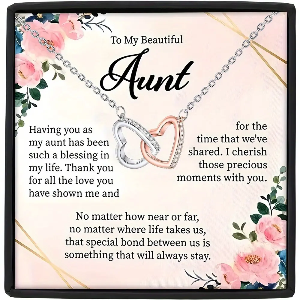 Gift Boxed Linked - Beautiful Aunt's Love Heart Necklace. A Perfect Mother's Day Present from Nieces and Nephews!