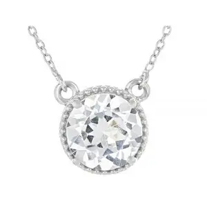 JTV White Lab Created Sapphire Platinum Over Sterling Silver Necklace 2.12ct