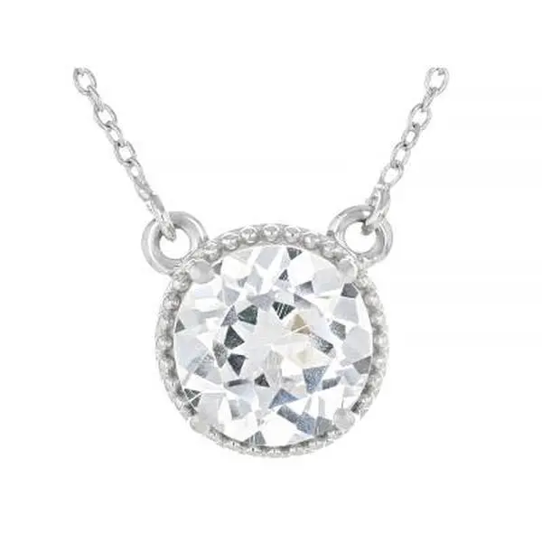 JTV White Lab Created Sapphire Platinum Over Sterling Silver Necklace 2.12ct