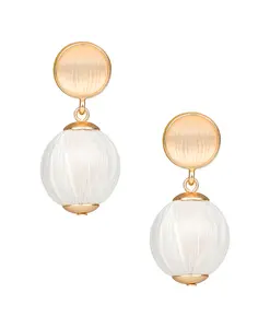 Double Drop Earrings - Raffia Beaded