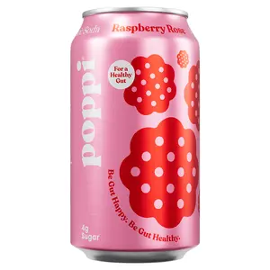 Poppi Prebiotic Soda, Raspberry Rose, 12 oz (Pack of 12)