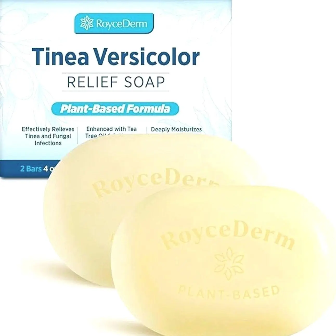 Roycederm Tinea Versicolor Relief Soap: Tea Tree Oil & Sulfur Cleansing Bar, Soothes Irritation, Hydrates & Supports Skin Health