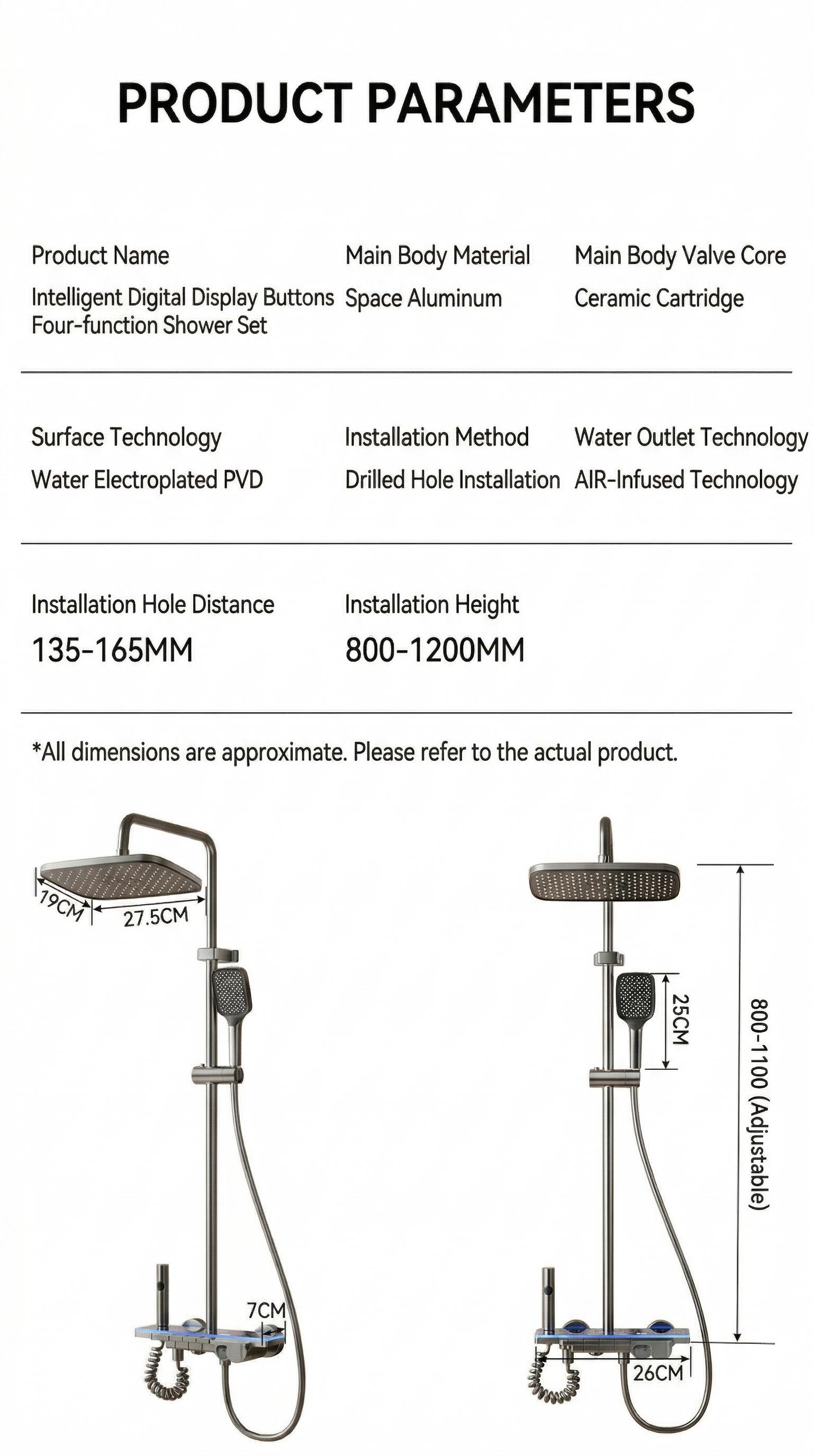 LED Shower Head with Starry Sky Light Effect – High Pressure Rainfall Showerhead 78-Inch Hose & 3-Way Diverter – DIY Install & Water Filter for Hard Water, Anti-Clog Nozzles, Softener for Dry Skin & Hair – Bathroom Spa Upgrade