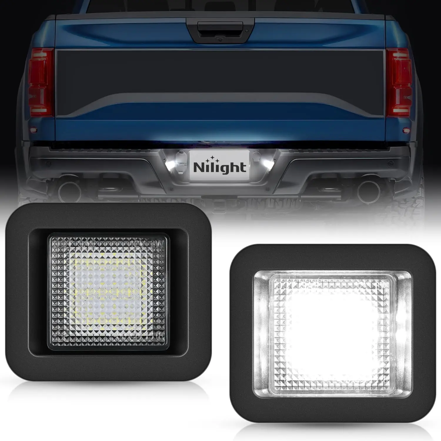 Nilight License Plate Lights Compatible with 2015 2016 2017 2018 2019 2020 Ford F150 Raptor Clear Lens Black housing 6000K White 2PCS Pack Waterproof Taillight, Led Car Lights, 6000K Brightness #SummerVibes