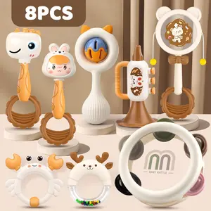 Baby Rattle Toy Set, Rattle Maracas Sensory, Auditory Development, Early Sensory Development, Color Recognition, Parent-Child Interaction Drum, Home Use, Suitable for Infants