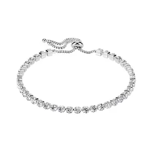 Adjustable CZ Crystal Tennis Bracelet - 316L Stainless Steel