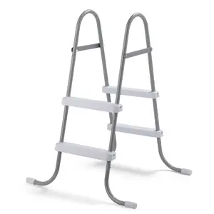 Above-Ground Pool Ladder, Double-Sided 2-Step for 33 Inch Pools, 300 lbs Capacity White Gray PP Plastic & Iron Ladder