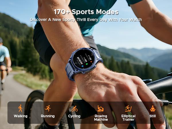 Anywise W1 Pro Waterproof Sport Smartwatch, 1.43" AMOLED Touchscreen Display, 170+ Sports & Workout Modes, Dual-Band GPS Tracking, 5ATM Waterproof Smartwatch