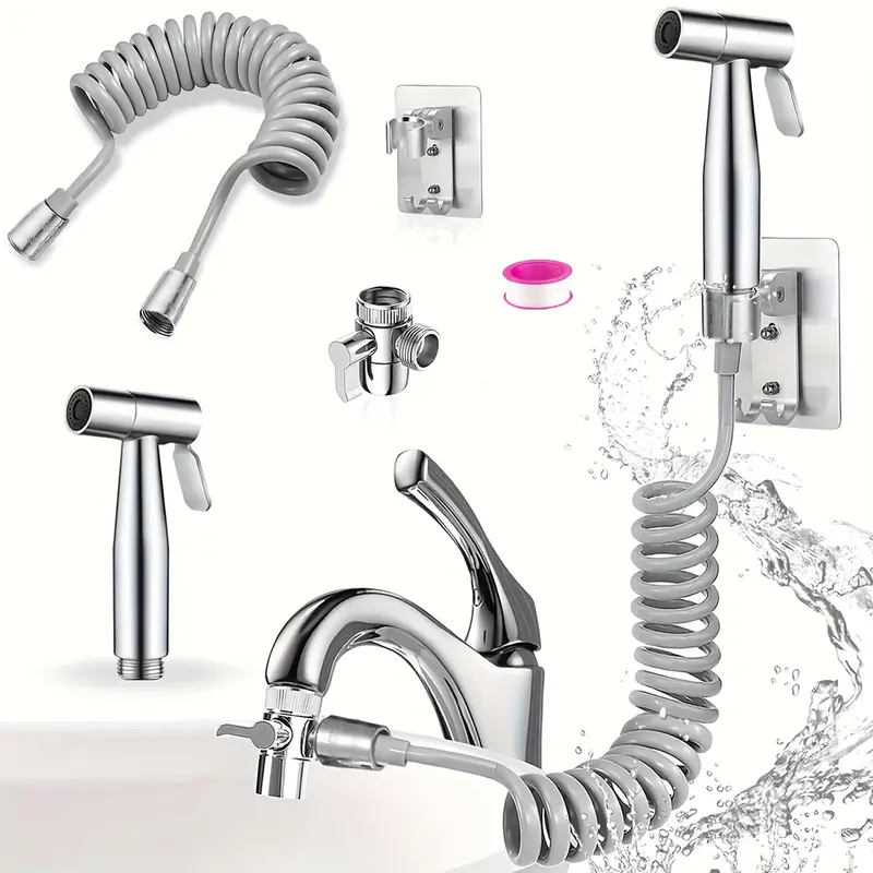 Handheld Shower Kit for Wash Basin, 1.5m Flexible Hose, Kitchen & Bathroom Faucet Spray Accessories, Adapter G1/2, Shampoo, Pet Shower Use, Handheld Shower Attachment