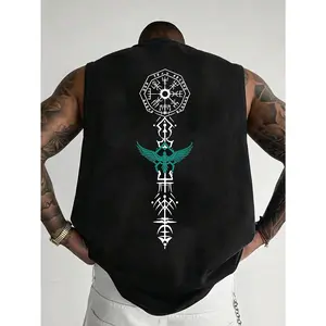 Pure cotton T-shirt creative DIY custom T-shirt, men's breathable sleeveless vest top - casual sports style, machine washable - perfect for summer outings and beach activities