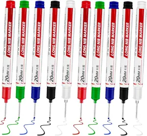 10 count Long  Deep Hole Marker - Long Nib Marker, Multi-purpose Deep Hole Marker Pens, Quick Dry  Colorful Carpenter Pen Markers for Construction Bathroom Woodworking